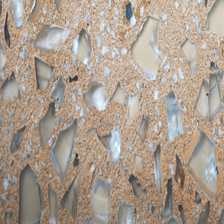 エクストン使用の廃材ガラス研ぎ出し仕上げ