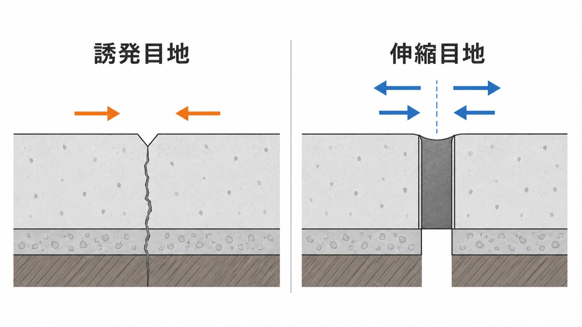 誘発目地と伸縮目地の違い